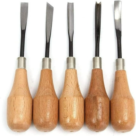 

Working Tool Hand Carving Chisels Carving Spoons Bowls Set DIY Tools for Lathe Woodcut（5pcs）