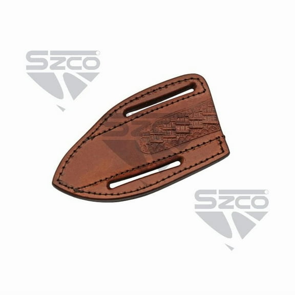 SZCO 6" Top Grain Brown Leather Belt Sheath – Durable Carry Case with Belt Loop, Fits 5.5"–6" Size Items