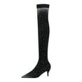 thumbnail image 6 of Mepaouo Thigh High Mesh Rhinestone Boots for Women Stiletto High Heel Over the Knee High Tall Boots, 6 of 7
