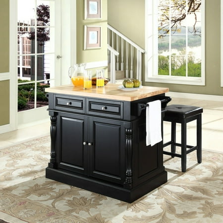 Island Seating Crosley Furniture Butcher Block Top Kitchen Island with 24