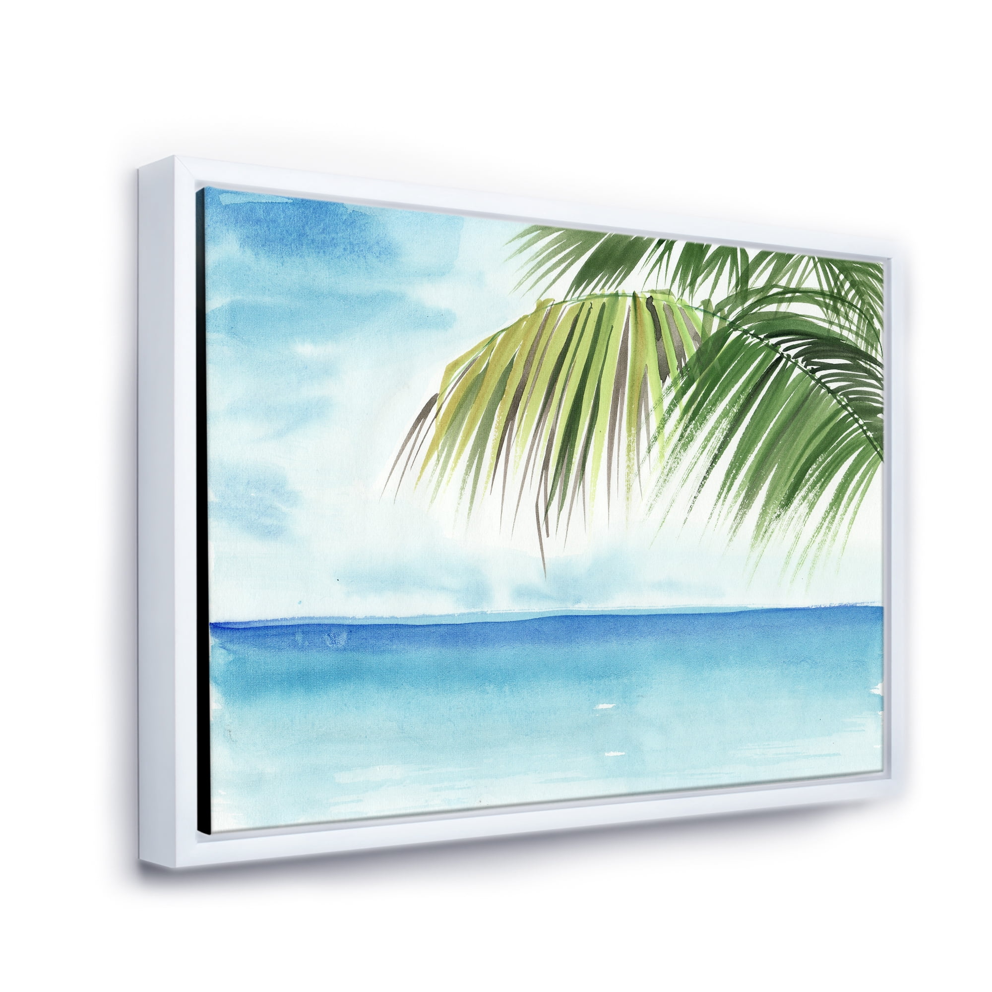 Designart 'Palm Beach Resort At Sunrise III' Nautical & Coastal Framed Canvas Wall Art Print
