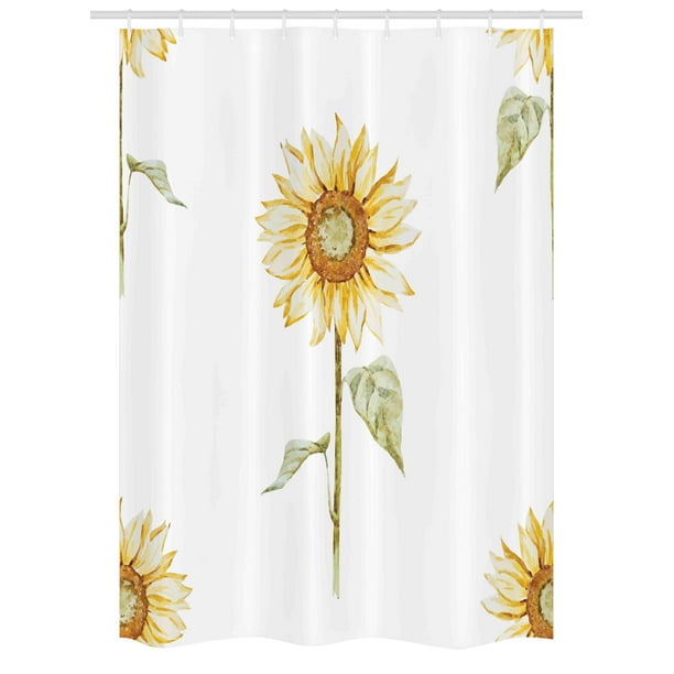 Sunflower Stall Shower Curtain, Sunflowers with Watercolor Painting