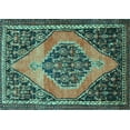 thumbnail image 1 of Ahgly Company Machine Washable Indoor Rectangle Medallion Turquoise Blue Traditional Area Rugs, 8' x 10', 1 of 4