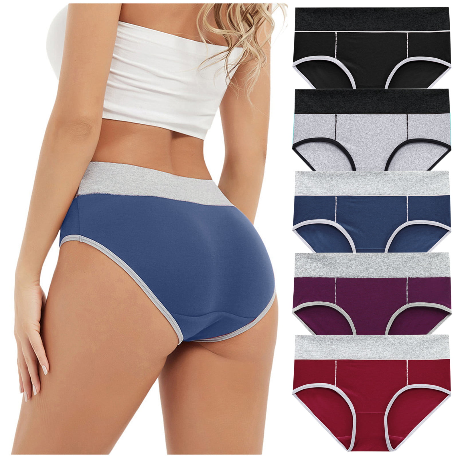SHIYONG Women Cotton Underwear Striped Panties Plus Size Comfort Briefs  High Waist Seamless Underpants Female Lingerie