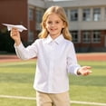 thumbnail image 6 of SGMVNU Unisex Kids Button Down Dress Shirt Boys Girls Long Sleeve Pleated Uniform Shirts Spring Fall School Clothes, Size 2-3 Years, Multicolour, 6 of 9