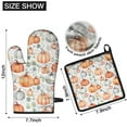 thumbnail image 6 of Fall Pumpkins and Leaves Pattern Kitchen Oven Mitt and Pot Holder Sets 4 Pcs for Baking, Cooking and Grilling, Heat Resistant Up To 392 °F, 6 of 7