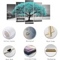 thumbnail image 5 of ZHONGYUTONG Black and White Canvas Wall Art 5 Pieces Teal Big Tree and Chair Picture Landscape Painting Prints Modern Home Decor Framed (8"x14"x2 8"x18"x2 8"x22"x1), 5 of 6