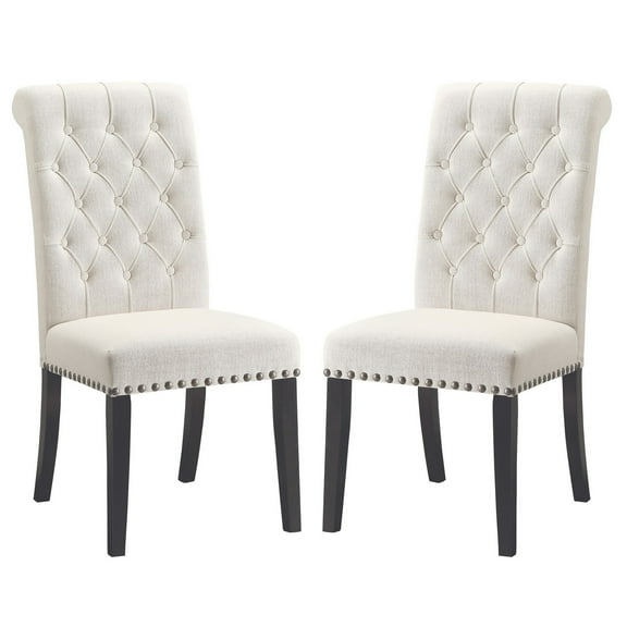 Benjara 19.5" Contemporary Wood Dining Side Chairs in Cream and Black (Set of 2)