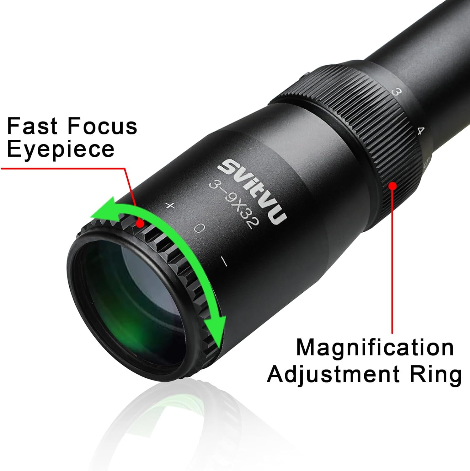 Rifle Scope, 3-9X32, Green Lens, Fast Focus Eyepiece, Free Ring Mounts, Air Rifle Scope, Optics Reticle Crosshair Scope
