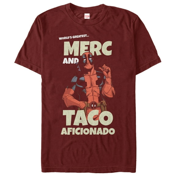 Men's Marvel Deadpool Greatest Taco Aficionado Graphic Tee Cardinal 2X Large