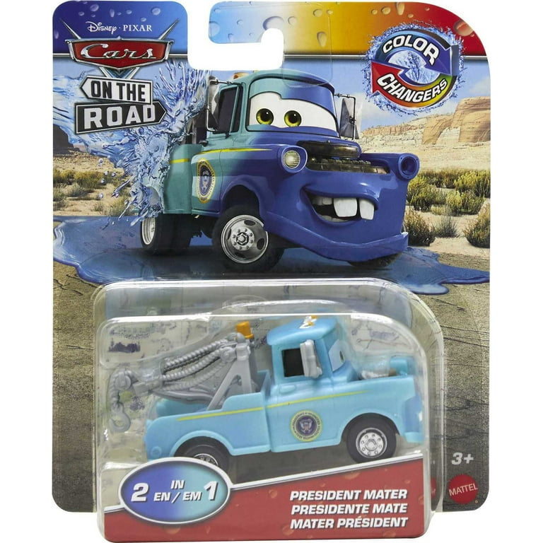 Disney and Pixar Cars Color Changers President Mater Toy Tow Truck in 1:55  Scale, Water-Activated