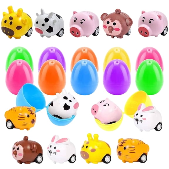 12 Pack Easter Egg Set, 12 Filled Easter Eggs with Mini Bunny Toys Hunt Basket Filler, Kids Easter Party Gift Toy, Festive Decor for Easter School and Party