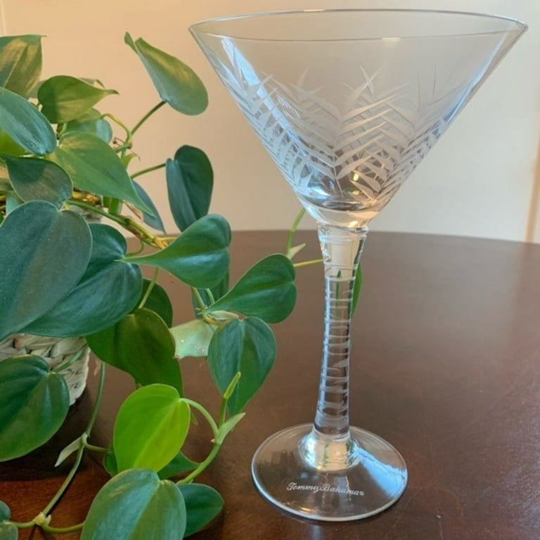Tommy Bahama Etched Palm Martini Glasses - Set of 2 - 8.3 tall