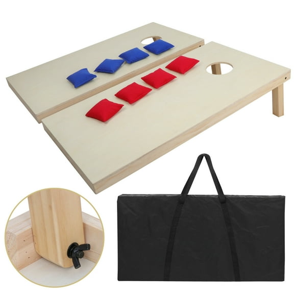 ZENY Portable Solid Wood Cornhole Bean Bag Toss Game Set