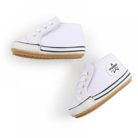 

Clearance New Canvas Classic Sports Sneakers Newborn infant Boys Girls First Walkers Shoes Infant Toddler Soft Sole Anti-Slip infant Shoes (0-12months White infant)