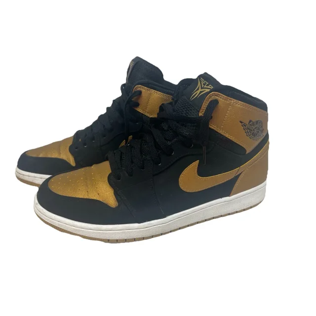 Ni - ke Ni - ke Air Jordan 1 Retro High Men's 12 Black/Gold Melo 2014 Shoes 332550-026