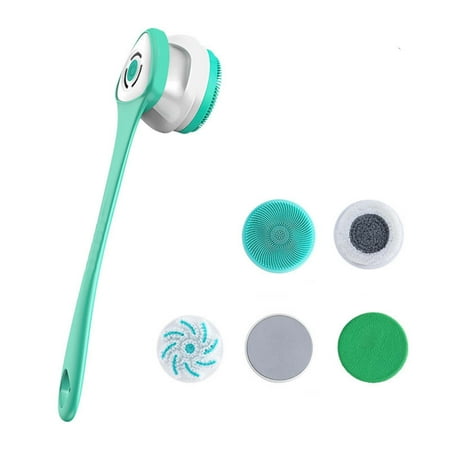 Ovzne 5-In-1 Multi-Functional Body Cleaning Brush - Long-Handled Shower Brush With Detachable Heads Rechargeable Ipx7 Waterproof For Back Rubbing Exfoliating Massage