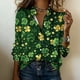 thumbnail image 5 of TaTaai Women St. Patrick's Day Print Satin Long Sleeve Button Up Shirt Casual Lapel Fashion Loose Blouse Satin Top for Daily Party Office Vacation Spring Winter Wear Gift, 5 of 5