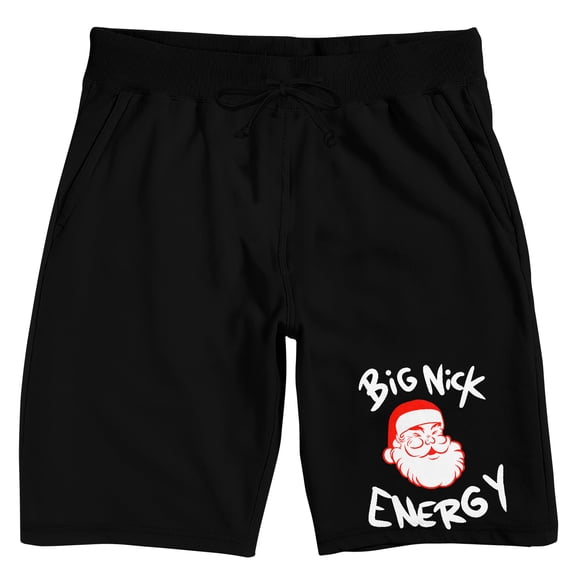 Christmas Humor "Big Nick Energy" Men's Black Sleep Pajama Shorts-Medium