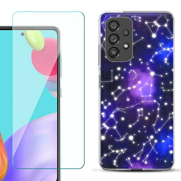 Slim-Fit Fashion Phone Case for Samsung Galaxy A53 5G, with Tempered Glass Screen Protector, by OneToughShield ® - Constellations