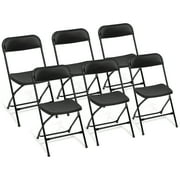 SUGIFT Folding Chairs 6 Pack Plastic Folding Chair for Outdoor Indoor Use, 350lb Weight Capacity, Black