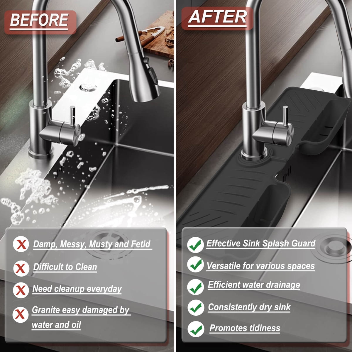 Tapis robinet silicone noir