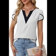 thumbnail image 1 of Camisetas de Corta con Cuello en V para Mujer, Blancas, Talla L, 1 of 8