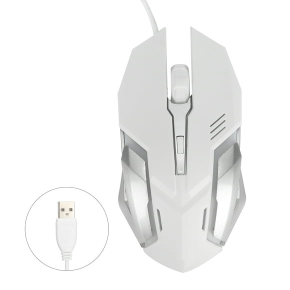 Wired Mouse, Computer Mouse Wired Automatic Breathing Light Sturdy Durable For Office For Home White