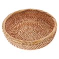 thumbnail image 4 of Handwoven Rattan Fruit Basket, Round Wicker Tray, Natural Ventilated Storage Bowl for Fruits, Snacks, Bread, Kitchen Counter, Tea Table, Home Decor, 4 of 5