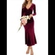 thumbnail image 2 of Vestido Elegante de Terciopelo para Mujer, con Escote en V Profundo, Cruzado A la Cadera, Liso, de Larga, para Fiesta de Noche, Cóctel o Graduación Vino Tinto XL, 2 of 9