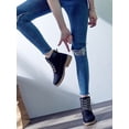 thumbnail image 5 of SIMANLAN Women Classic Biker Ankle Booties Leather Lace Up Vintage Chunky Heel Shoes, 5 of 7