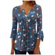 thumbnail image 1 of Blusas de Manga Corta para las Mujeres Impresas 3/4 Manga Cuello Redondo Blusa Casual, Ligero Diario Superior, 1 of 5