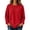 Red, variant on Women's Casual Long Sleeve Pullover Sweatshirt Solid Color Crew Neck Loose Fit Basic Oversized Hoodie Fall Winter Clothes Fleece Lined Cozy Comfortable Top