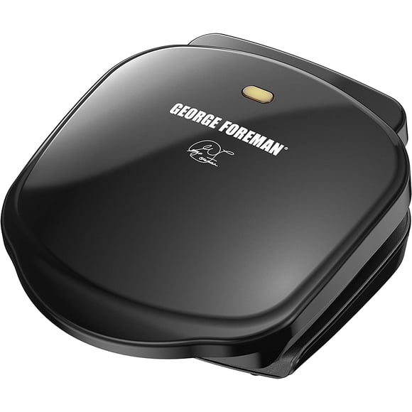 George Foreman GR10B 2-Serving Mini Grill & Panini Press, Compact 7.3â? x 5.6â? Cooking Surface,1â??2 Servings, Dorms & Small Kitc