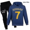 thumbnail image 4 of Conjunto de chándal con capucha informal con estampado de Ronaldo 7 para niños, traje con pantalones y parte superior con capucha, Js., 4 of 4