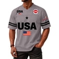 thumbnail image 5 of Youpwaven 250th Anniversary USA Merchandise Men's V-Neck Sport Jersey, Patriotic 250 Year American Anniversary Flag Tee, Casual Athletic Short Sleeve, 5 of 6