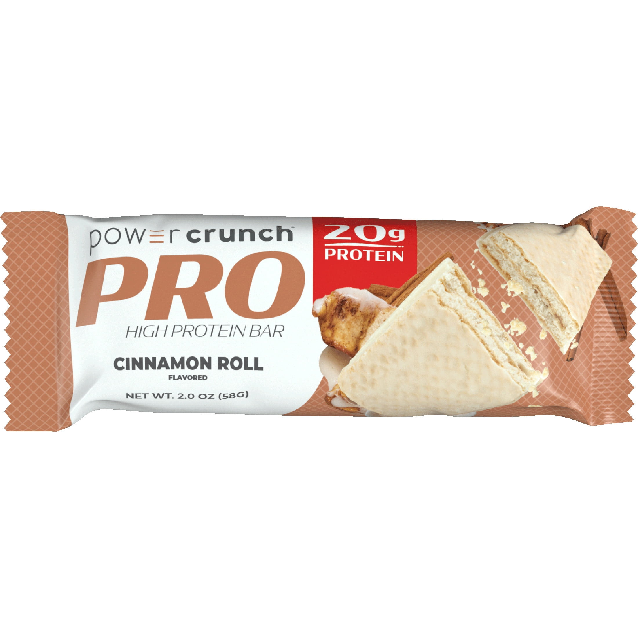 (2 pack) Power Crunch PRO Cinnamon Roll High Protein Bar, 20g Protein, 2 oz, 4 Ct