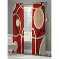 thumbnail image 4 of Abstract Geometric Lines Sheer Curtains 84 Inch Long 2 Panels, Circular Texture Red Brown Light Filtering Rod Pocket Semi Sheer Curtains, Sheer Voile Drapes for Living Room Bedroom, 52"x84", 4 of 5