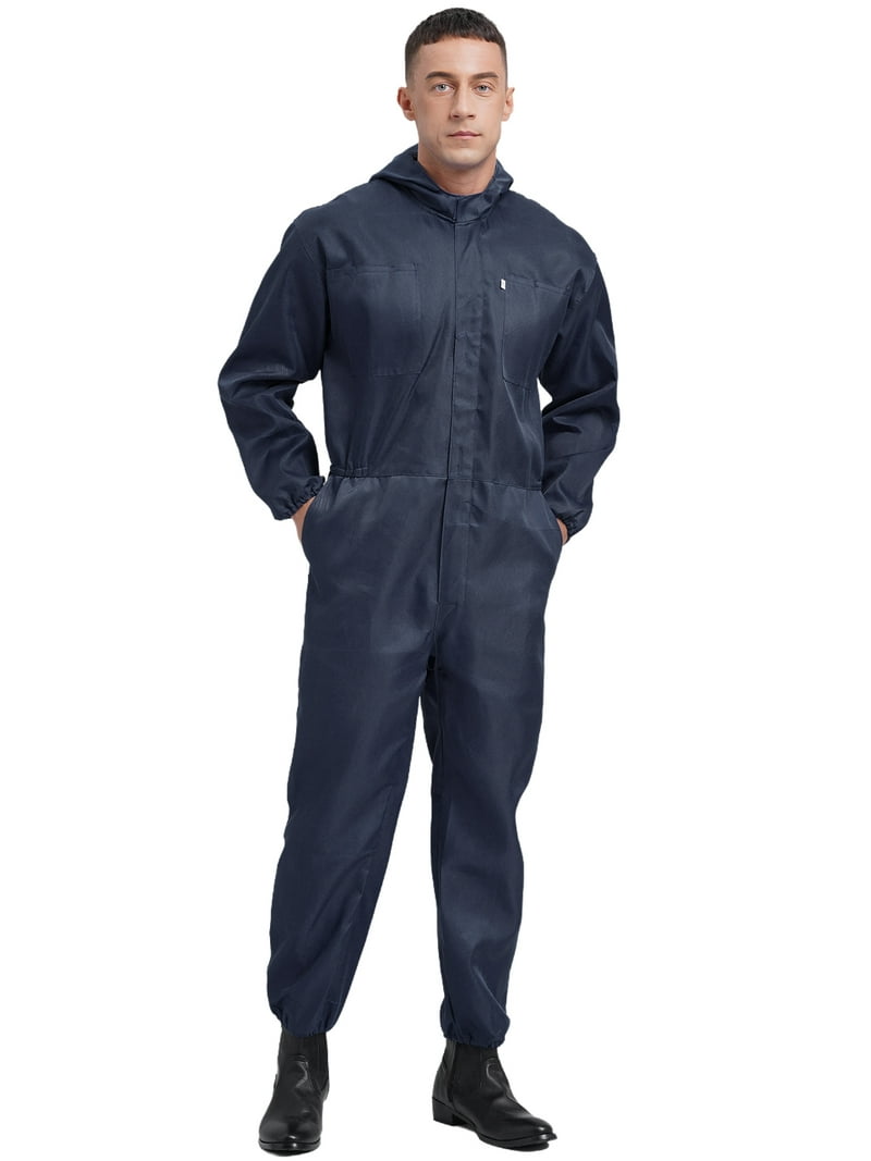 Sxiwei Men's Coveralls Workwear Front Zipper Jumpsuits One Piece