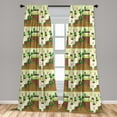 thumbnail image 5 of Ambesonne Arcade Curtains, Vintage Video Game Platform, Pair of 28"x95", Pale Green Brown, 5 of 5