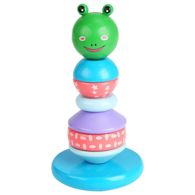 Juego de apiladores de arcoíris con forma de animal, anillos de clasificación Montessori, juguetes de vaso de torre cabeza de rana