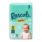 Rascals Premium Absorbent Baby Diapers Size 3, 29 Count