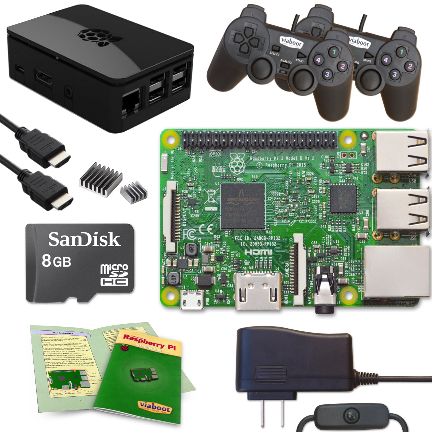 Viaboot Raspberry Pi 3 Gaming Kit Ps Style With Premium Black