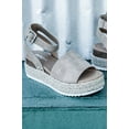 thumbnail image 3 of Soda Topic Grey Casual Espadrilles Trim Rubber Sole Flatform Embellished Wedges (8.5), 3 of 5