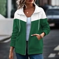thumbnail image 2 of Hurxie Oversized Sweatshirt for Women Zip Up Bomber Jacket | Fall Fashion Casual Jackets, Long Sleeve, Athletic Sweatshirt Cardigan, Outerwear with Pockets Green,3XL, 2 of 7