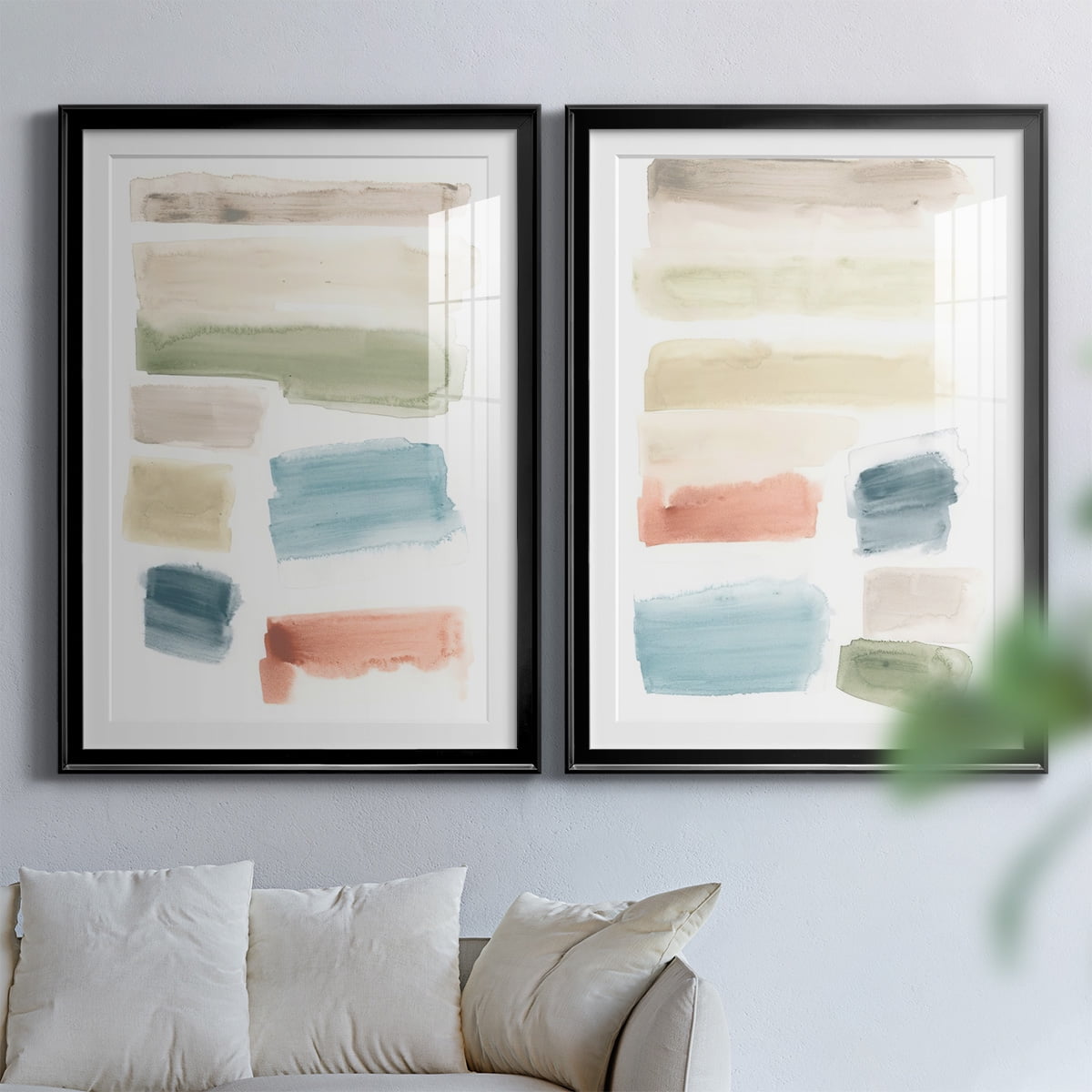Wexford Home Watercolor Swatches I Premium Framed Print, 18.5" x 24.5" - Ready to Hang, Black (Set of 2)