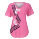 thumbnail image 2 of Gibobby Playera de manga corta con cuello en V Camiseta manga corta informal con cuello en V estampada para mujer(A,CH), 2 of 5