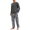 thumbnail image 2 of INSPIRAR CHIC Conjunto de Pijamas de Dos Piezas de Manga Larga de Color Sólido para Hombre con Patrón de Cuadros XL Negro Blanco, 2 of 5