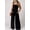 Black, variant on Smocked Square Neck Wide Leg Jumpsuit with Pockets