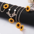 thumbnail image 3 of Visland Ensemble de Bijoux pour Femmes 4 Pcs/ensemble Forme Tournesol Feuille Inox Décor Collier Bague pour Mariage, 3 of 8